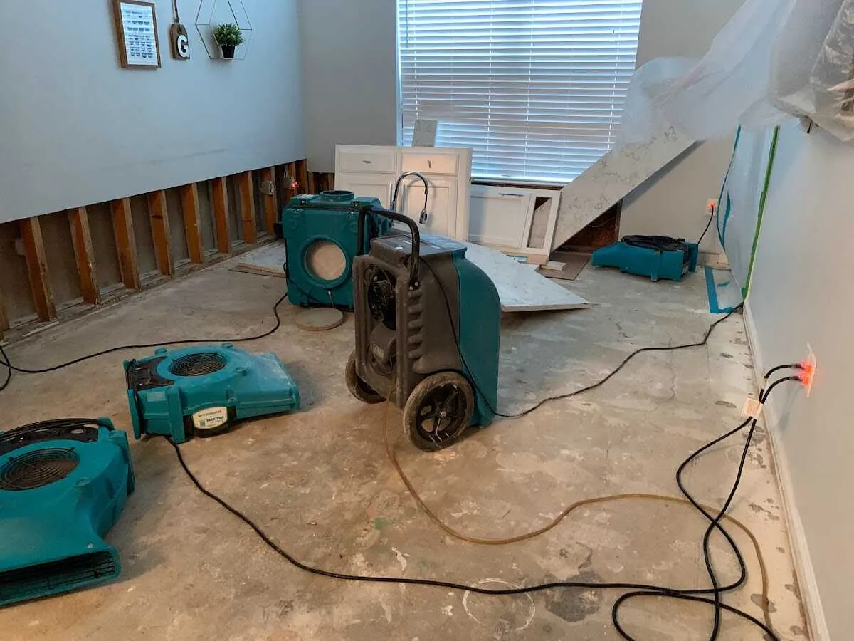 Dehumidifier in flood-cut room for Water Damage Restoration in Fairfield Plantation